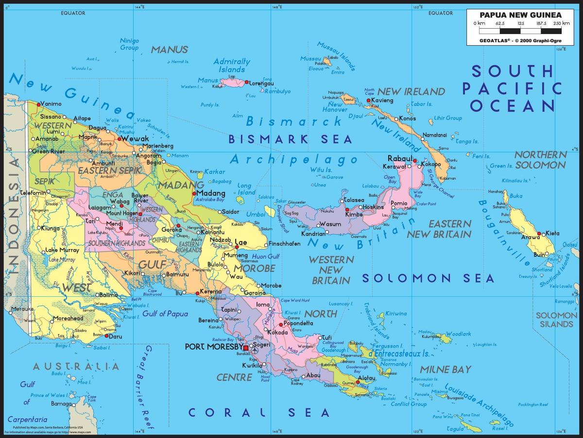 के विस्तृत नक्शे पापुआ न्यू गिनी