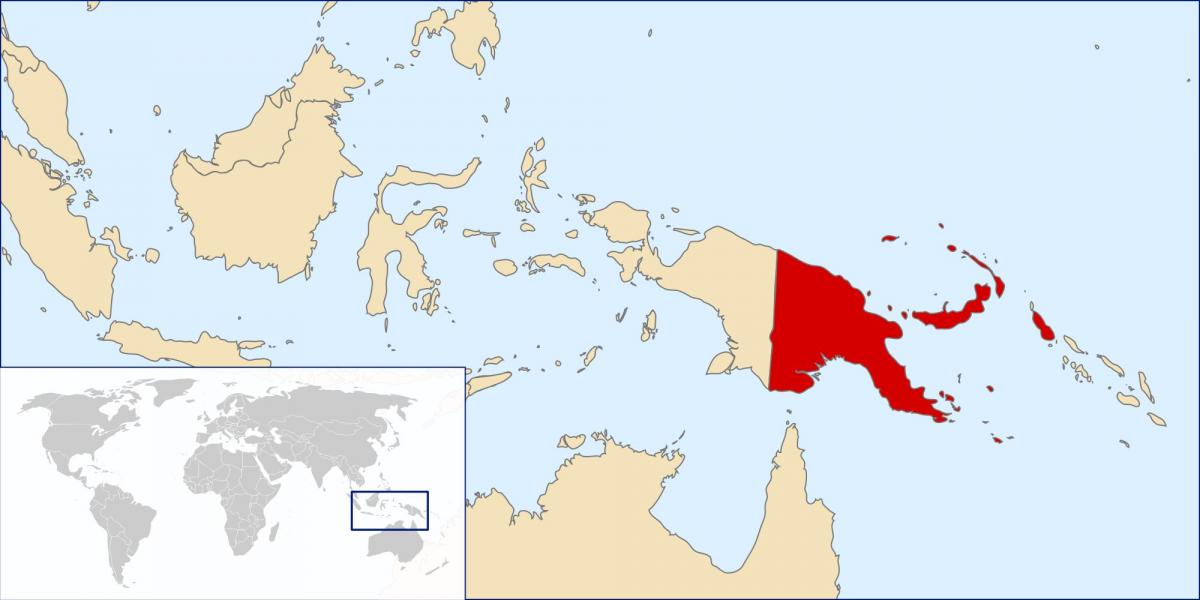पापुआ न्यू गिनी स्थान पर दुनिया के नक्शे