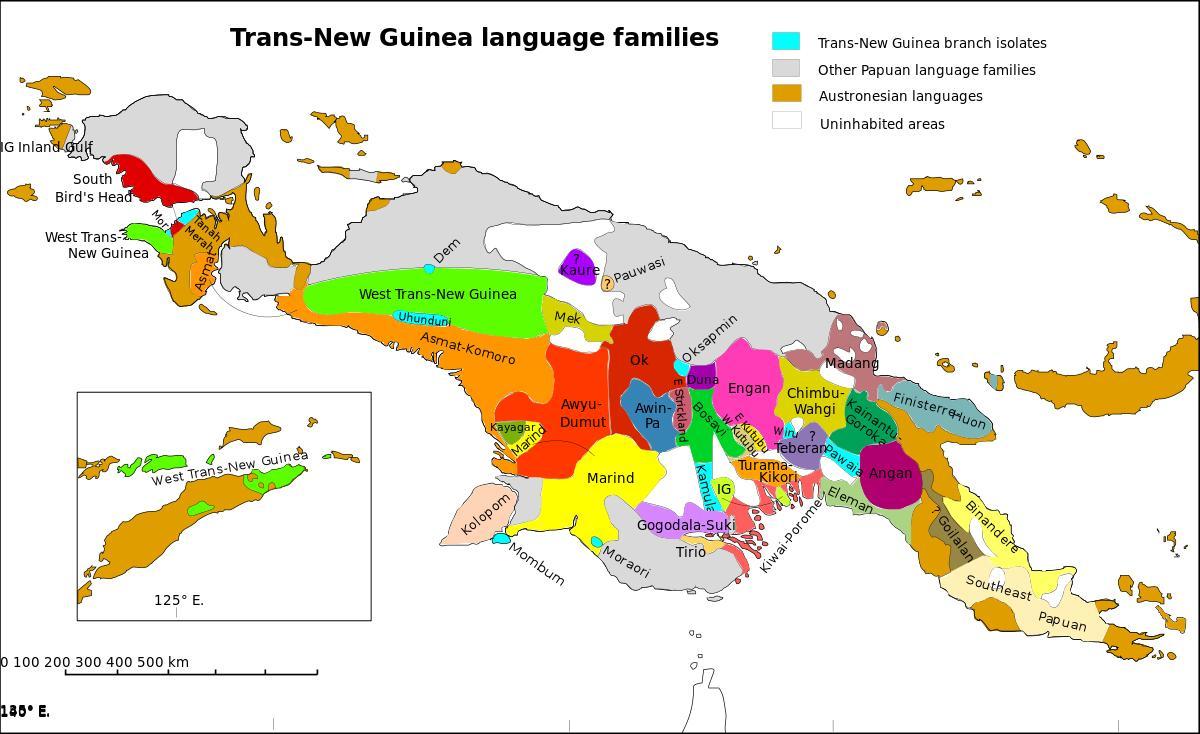 नक्शे के पापुआ न्यू गिनी भाषा