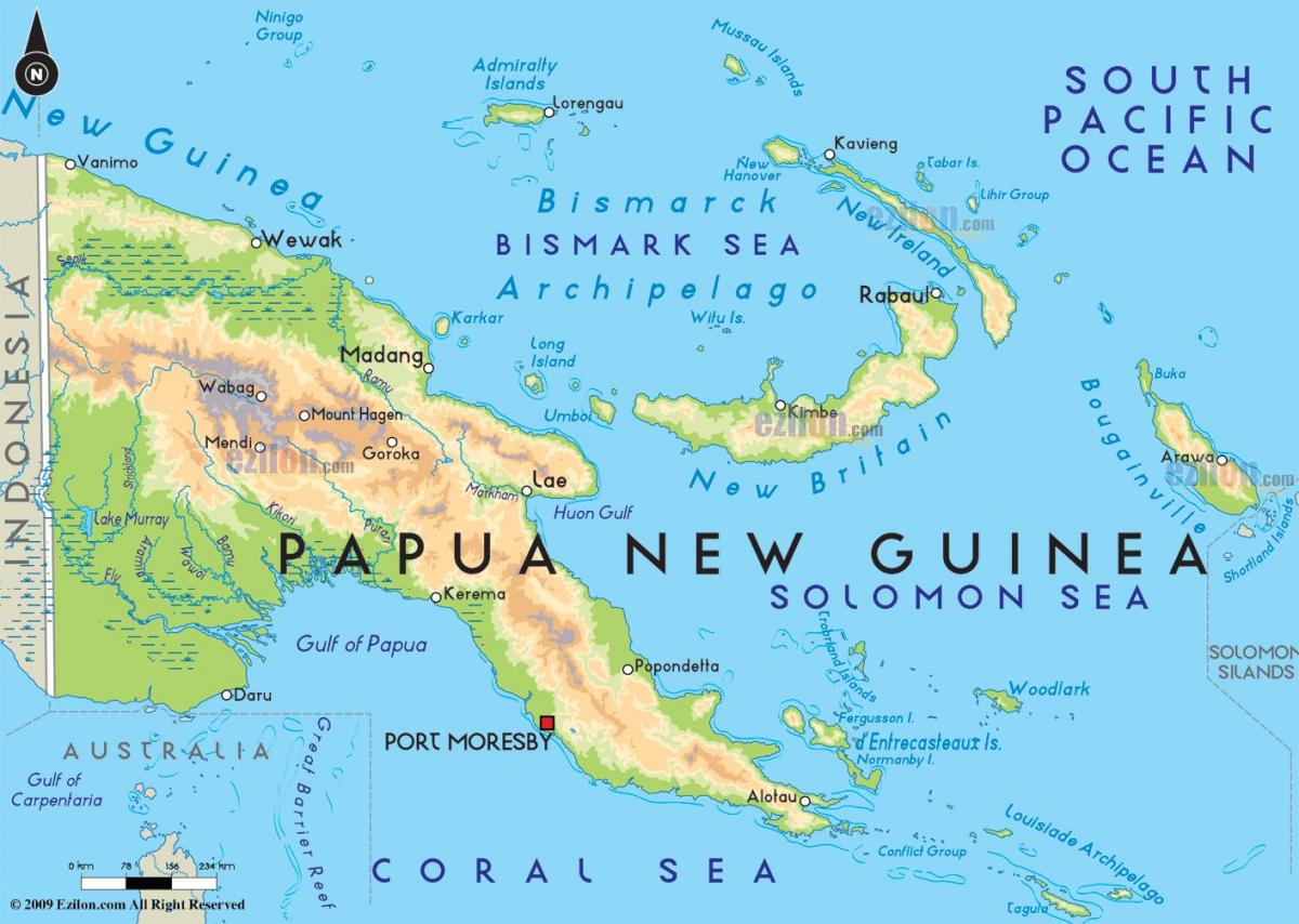 नक्शे की राजधानी शहर के पापुआ न्यू गिनी