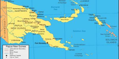 नक्शे के पापुआ न्यू गिनी और आसपास के देशों