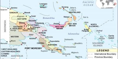 नक्शे के पापुआ न्यू गिनी प्रांतों